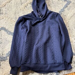 Navy Textured Hoodie